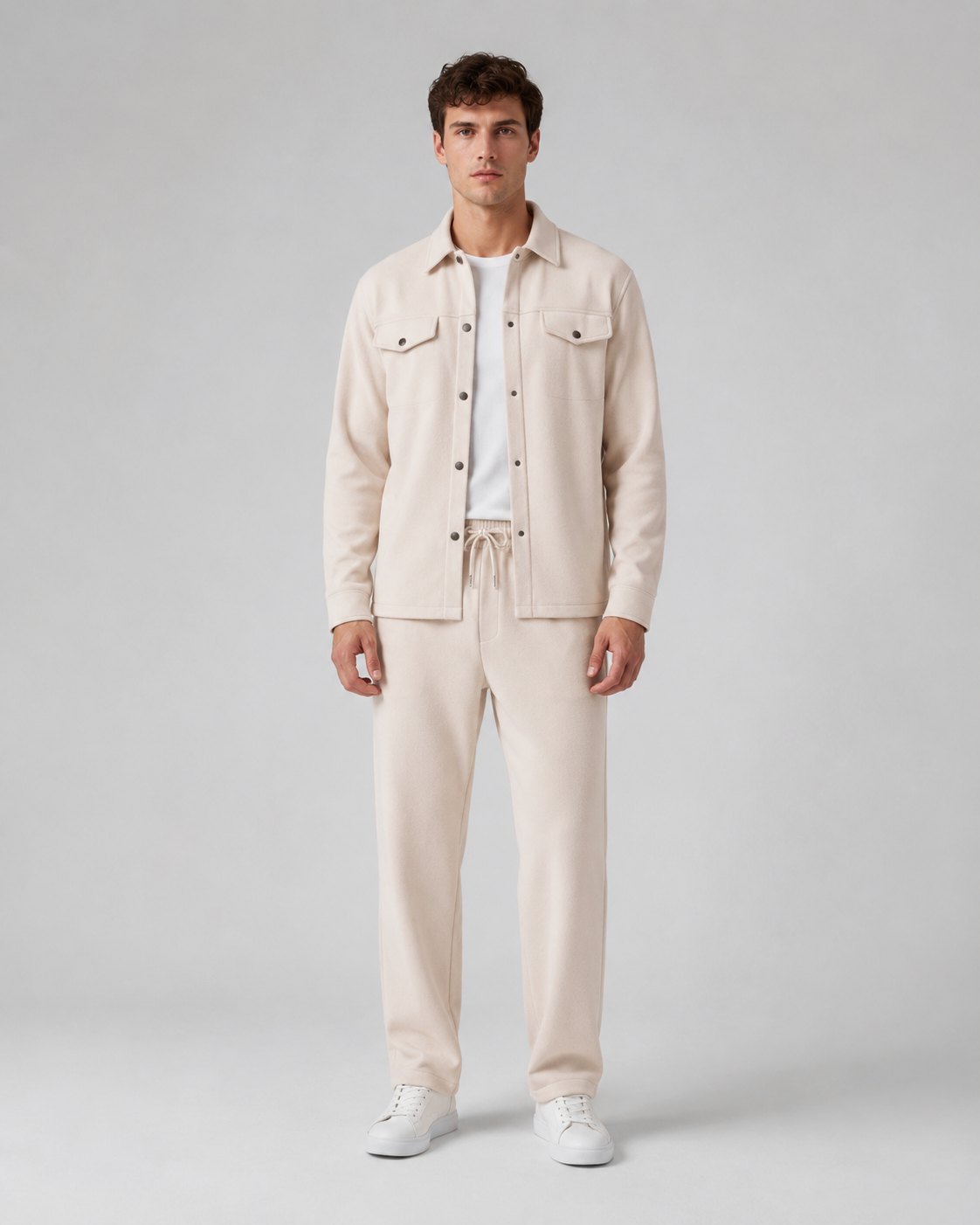 Men's Overshirt & Pants Set - Relaxed Drawstring Fit