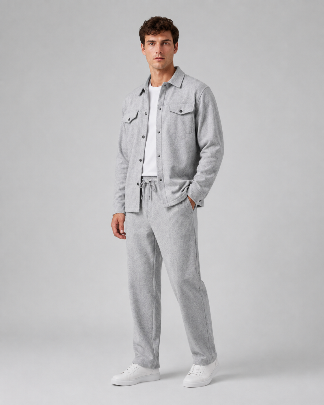 Men's Overshirt & Pants Set - Relaxed Drawstring Fit