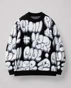 Men's Oversized Graphic Knit Sweater - Graffiti Drop-Shoulder Fit