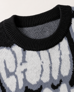 Men's Oversized Graphic Knit Sweater - Graffiti Drop-Shoulder Fit