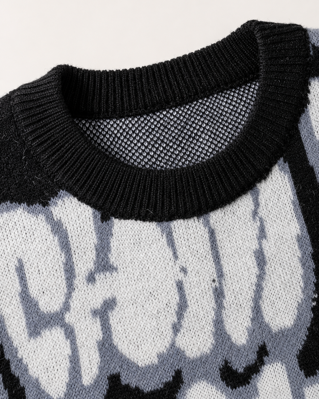 Men's Oversized Graphic Knit Sweater - Graffiti Drop-Shoulder Fit