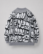 Men's Oversized Graphic Knit Sweater - Graffiti Drop-Shoulder Fit