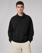 Men's Oversized Polo Sweatshirt Dropped Shoulder