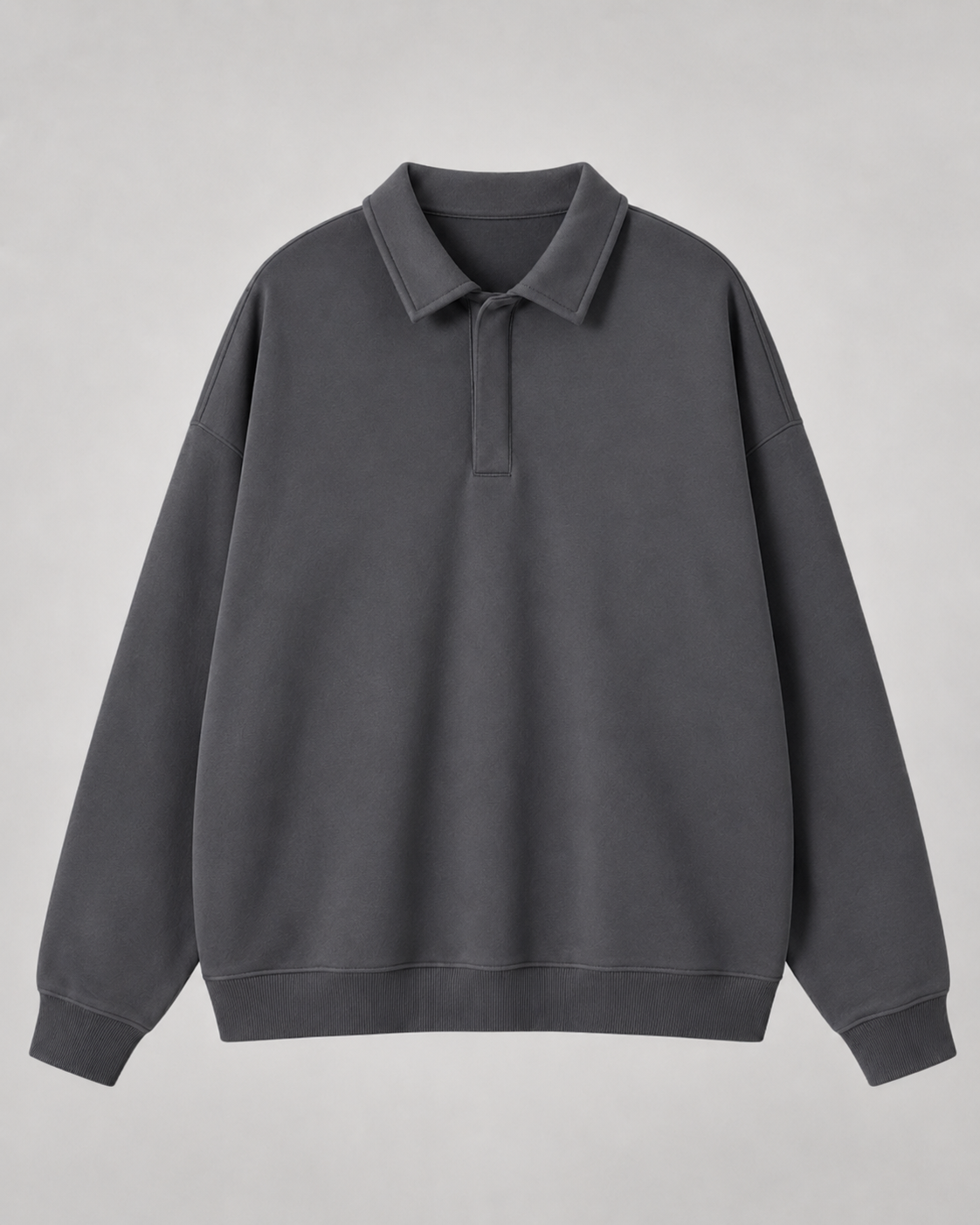 Men's Oversized Polo Sweatshirt Dropped Shoulder