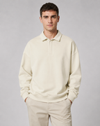 Men's Oversized Polo Sweatshirt Dropped Shoulder