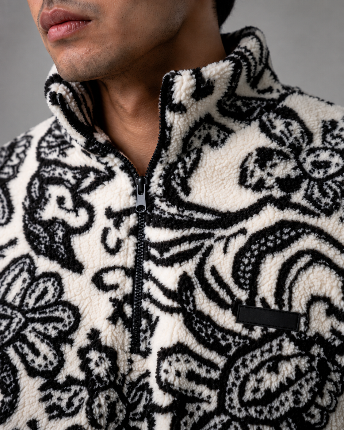Men's Paisley Quarter-Zip Pullover - Streetwear Fit