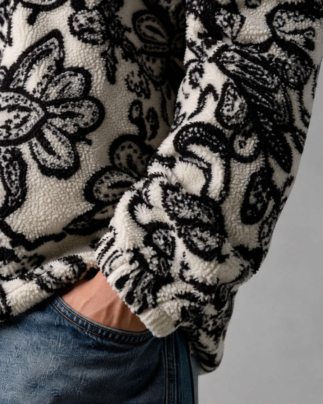 Men's Paisley Quarter-Zip Pullover - Streetwear Fit