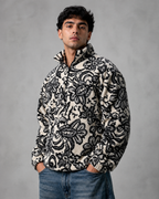 Men's Paisley Quarter-Zip Pullover - Streetwear Fit