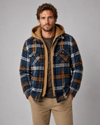 Men's Plaid Flannel Shacket - Hooded Zip Front