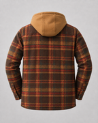Men's Plaid Flannel Shacket - Hooded Zip Front