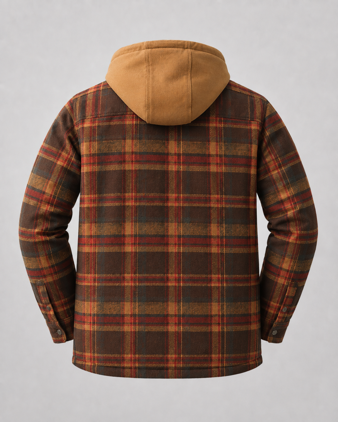 Men's Plaid Flannel Shacket - Hooded Zip Front