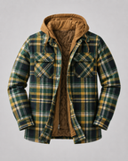 Men's Plaid Flannel Shacket - Hooded Zip Front