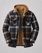 Men's Plaid Flannel Shacket - Hooded Zip Front
