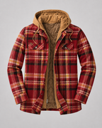 Men's Plaid Flannel Shacket - Hooded Zip Front