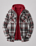 Men's Plaid Flannel Shacket - Hooded Zip Front
