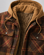 Men's Plaid Flannel Shacket - Hooded Zip Front
