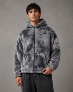 Men's Plush Hooded Zip Jacket - Streetwear Fit