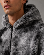 Men's Plush Hooded Zip Jacket - Streetwear Fit