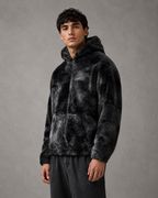 Men's Plush Hooded Zip Jacket - Streetwear Fit