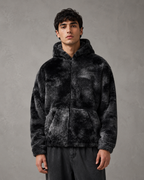 Men's Plush Hooded Zip Jacket - Streetwear Fit