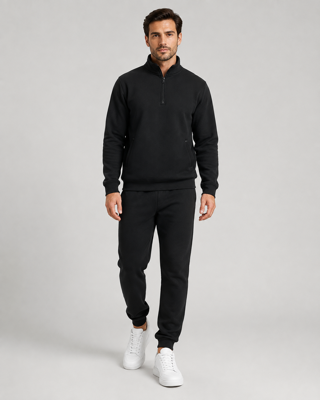 Men's Quarter-Zip Tracksuit Set - Tapered Joggers