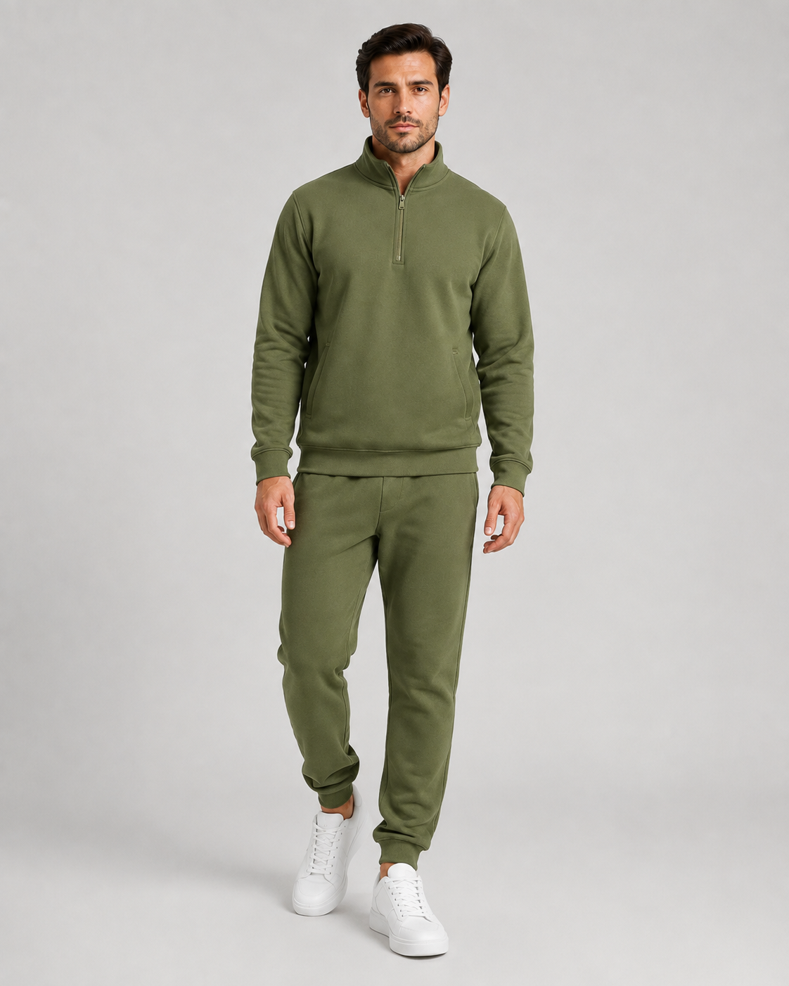 Men's Quarter-Zip Tracksuit Set - Tapered Joggers