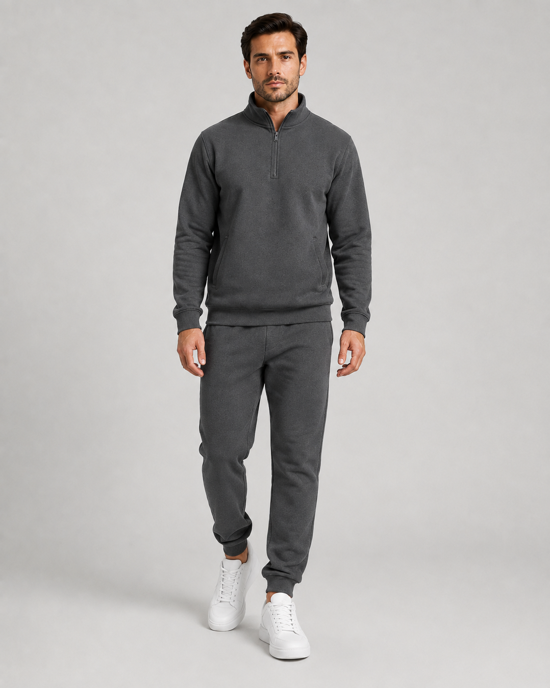 Men's Quarter-Zip Tracksuit Set - Tapered Joggers