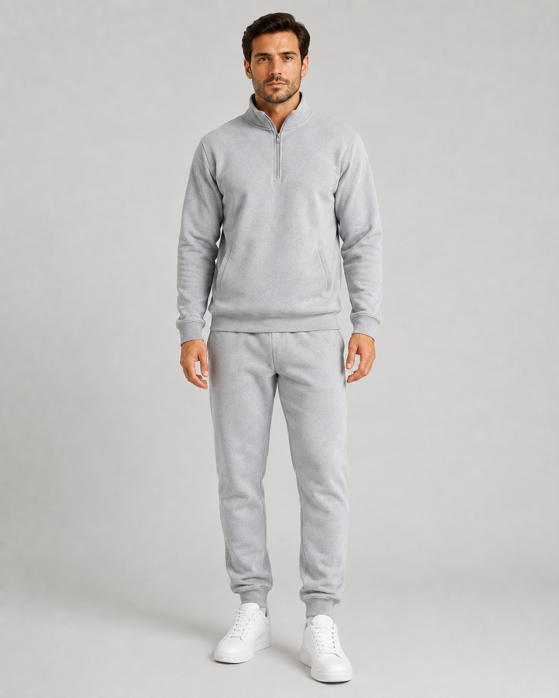 Men's Quarter-Zip Tracksuit Set - Tapered Joggers