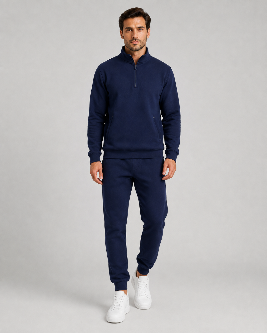 Men's Quarter-Zip Tracksuit Set - Tapered Joggers
