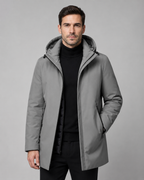 Men's Quilted Insulated Parka with Drawcord Hood