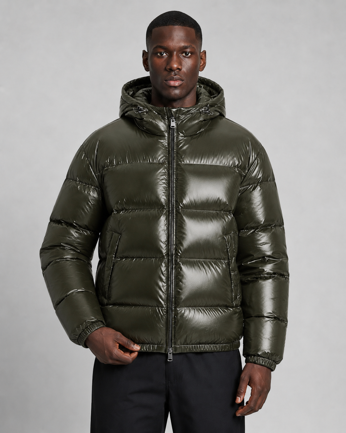 Men's Quilted Puffer Jacket with Hood