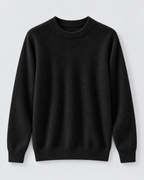 Men's Ribbed-Cuff Wool Sweater - Crew Neck Long Sleeve