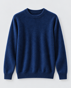 Men's Ribbed-Cuff Wool Sweater - Crew Neck Long Sleeve