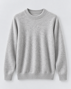 Men's Ribbed-Cuff Wool Sweater - Crew Neck Long Sleeve