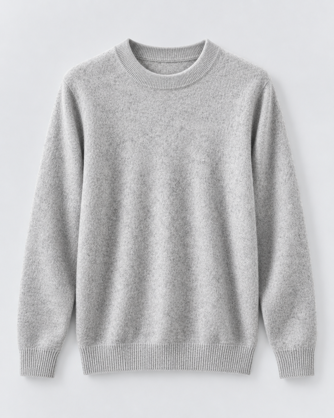 Men's Ribbed-Cuff Wool Sweater - Crew Neck Long Sleeve