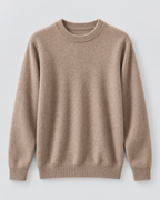Men's Ribbed-Cuff Wool Sweater - Crew Neck Long Sleeve
