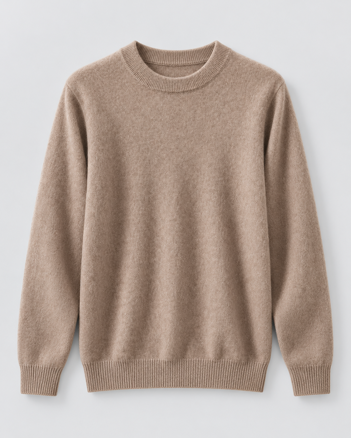Men's Ribbed-Cuff Wool Sweater - Crew Neck Long Sleeve