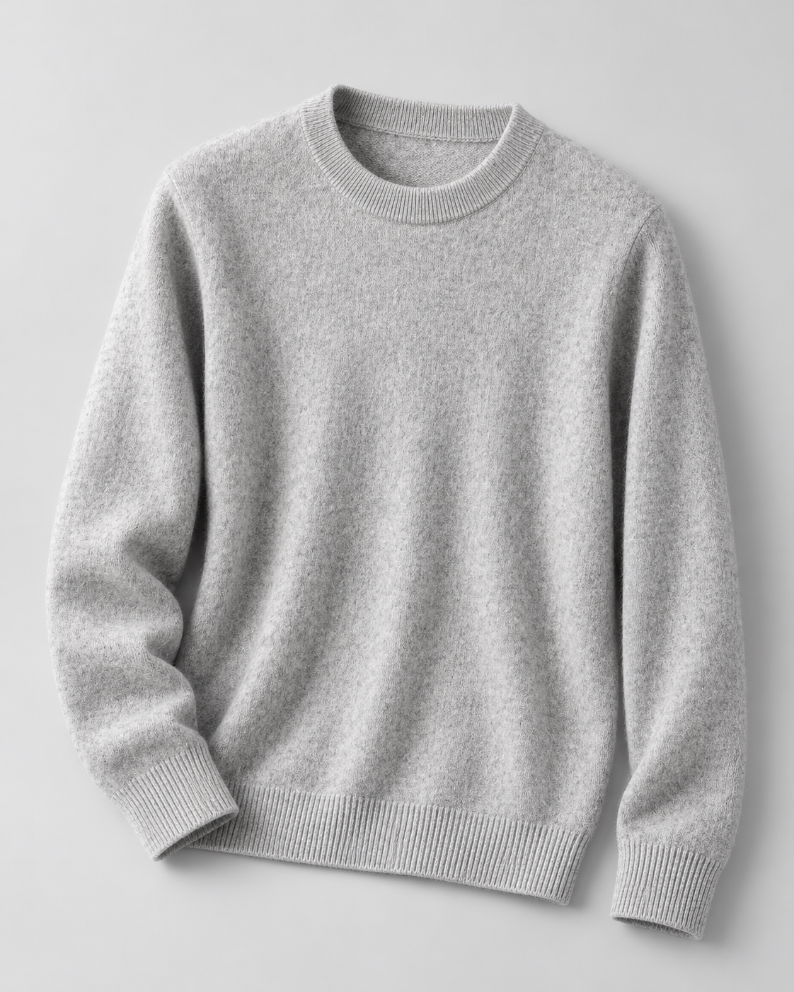 Men's Ribbed-Cuff Wool Sweater - Crew Neck Long Sleeve