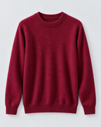 Men's Ribbed-Cuff Wool Sweater - Crew Neck Long Sleeve