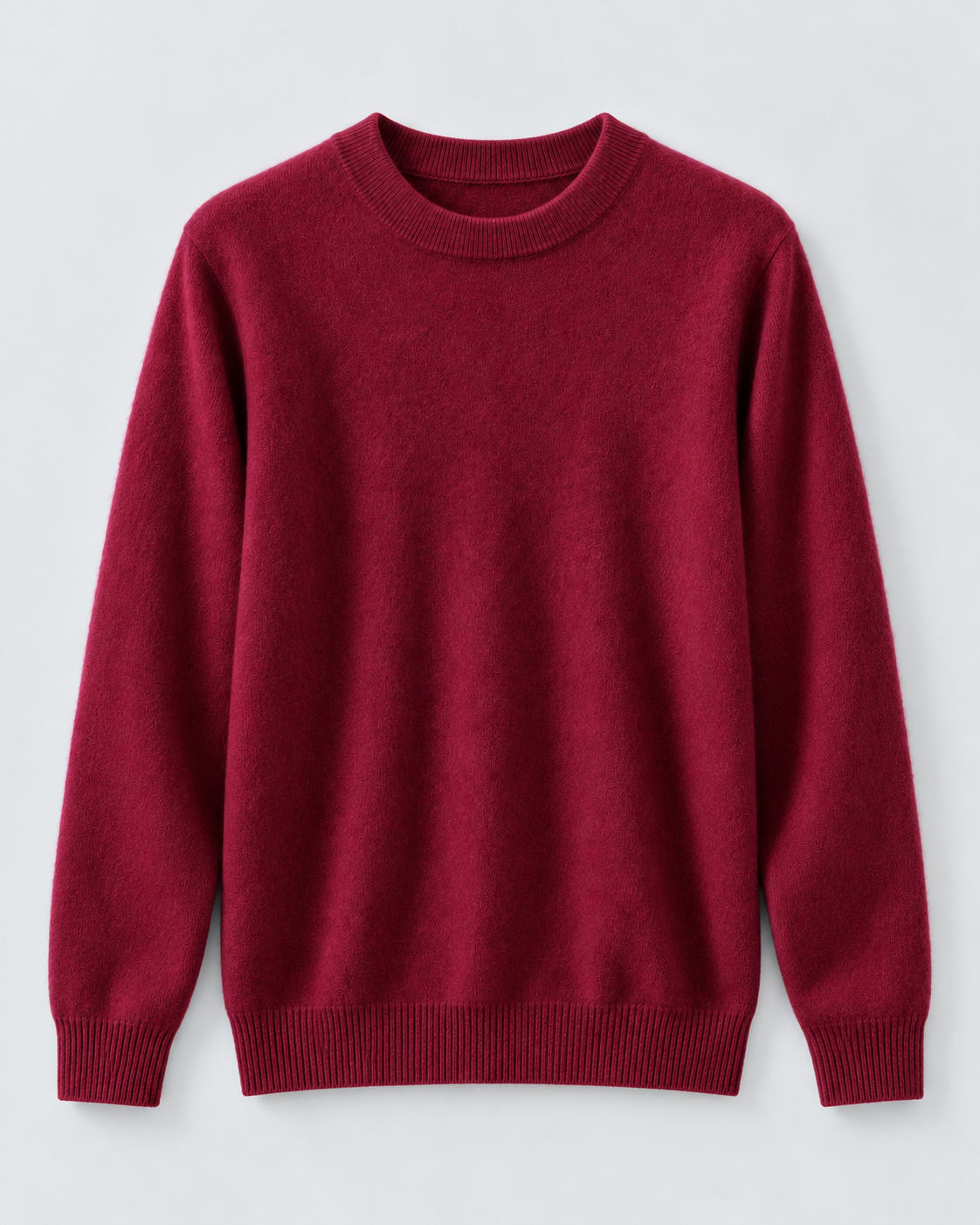 Men's Ribbed-Cuff Wool Sweater - Crew Neck Long Sleeve