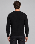 Men's Ribbed Henley Sweater - Button Placket Raglan Sleeve