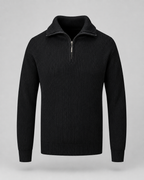 Men's Ribbed Quarter-Zip Collared Sweater