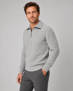 Men's Ribbed Quarter-Zip Collared Sweater