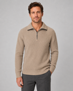 Men's Ribbed Quarter-Zip Collared Sweater