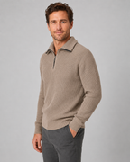 Men's Ribbed Quarter-Zip Collared Sweater
