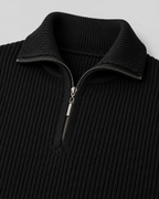Men's Ribbed Quarter-Zip Collared Sweater