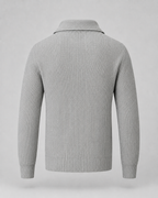 Men's Ribbed Quarter-Zip Collared Sweater