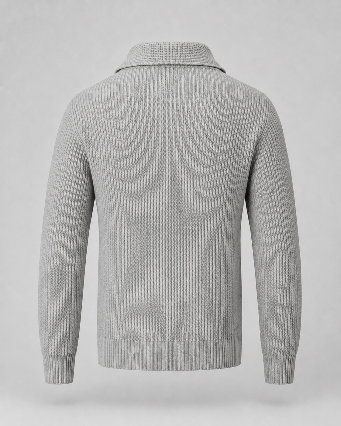 Men's Ribbed Quarter-Zip Collared Sweater