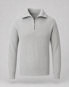 Men's Ribbed Quarter-Zip Collared Sweater