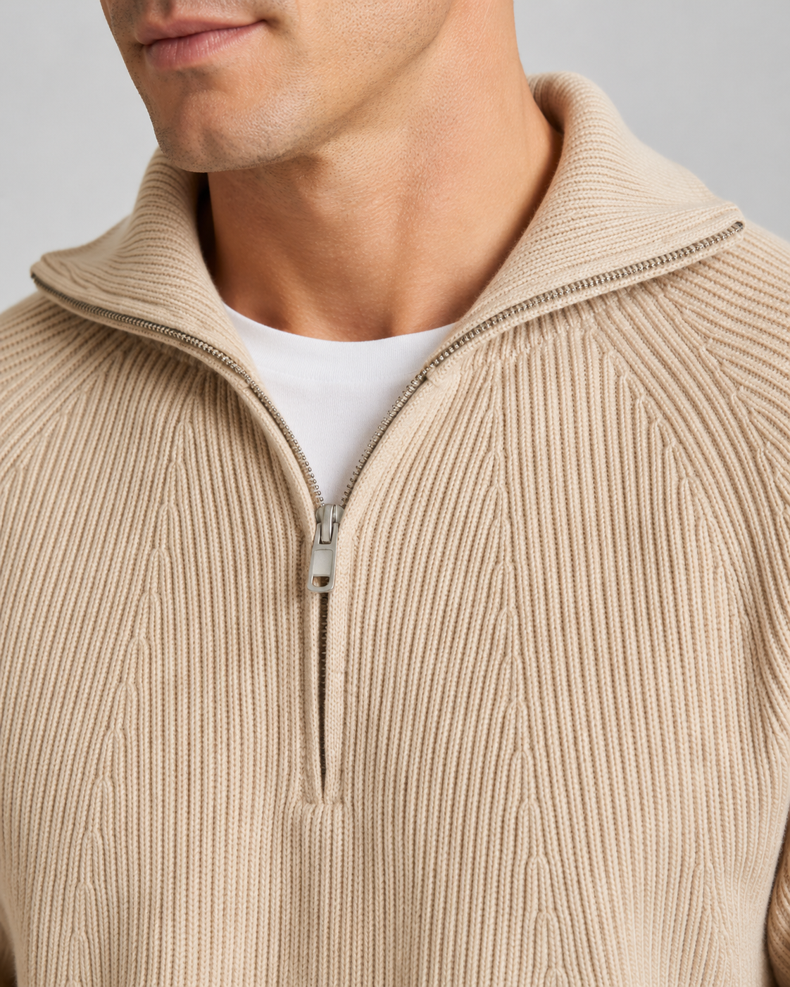 Men's Ribbed Quarter-Zip Sweater